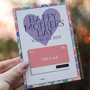 Mother&#39;s Day Gift Card Holder, Editable Mother&#39;s Day Gift Card Holder, Printable Gift Card Holder, Last Minute Mother&#39;s Day