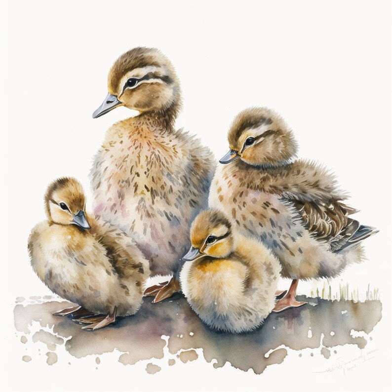 Fluffy Entenküken Clipart 12 hochwertige PNGs Aquarell - Etsy.de