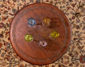 Mid-Century African Hand-Carved Tripod Table: Floral Rimmed Edge
