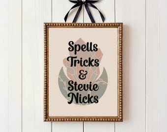 Stevie Nicks Art Print, Crystals Moon Boho Wall Decor (Digital Download)