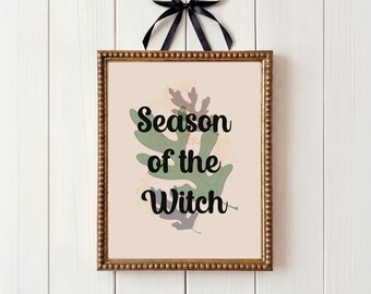 Season of the Witch Art Print, Falling Leaves, Boho Wall Decor (Digital Download)