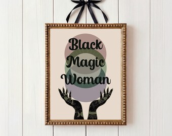 Black Magic Woman Art Print, Hands, Boho Wall Decor (Digital Download)