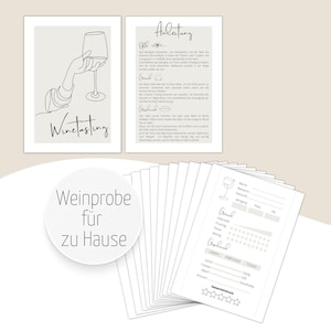 Weinprobe für zu Hause - 12x Doppelseitig bedruckte Bewertungskarten und Anleitung aus recyceltem Papier