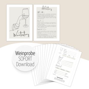 DOWNLOAD Weinprobe für zu Hause - Bewertungskarten und Anleitung zum Ausdrucken für Mädelsabends, Geburtstage, u.v.m.