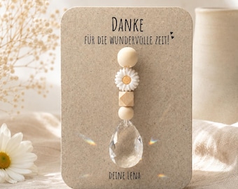 Abschiedsgeschenk Erzieherin Handgemachter Sonnenfänger – personalisiertes Danke Geschenk für Kita & Kindergarten, Kristall Regenbogenfänger