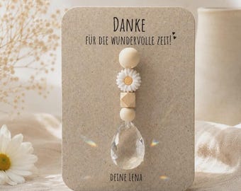 Abschiedsgeschenk Erzieherin Sonnenfänger – personalisiertes Danke Geschenk für Kita & Kindergarten, Kristall Regenbogenfänger