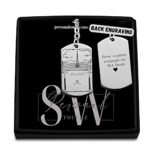 Beach Volleyball Eiffel Tower Keychain - Paris 2024 Souvenir | Optional Engraving on back | Perfect Travel Keepsake & French Gift