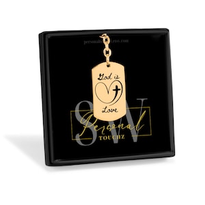 God is Love Keychain: Engraved Christian Religious Gift