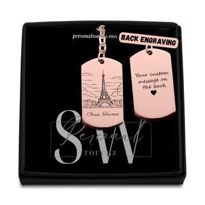 Engraved Eiffel Tower Keychain: Personalized Paris Souvenir