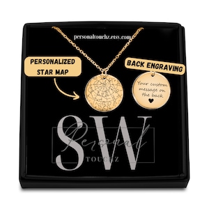 Star Map Halskette - Personalisierte Sternenkarte Schmuck mit Gravur, Celestial, Sternzeichen, Nachthimmel Anhänger, Einzigartiges Geschenk zum Geburtstag