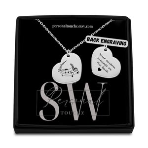 Colar de coração gravado personalizado - Presente de joia com nota musical - Pingente musical personalizado - Presente exclusivo para amantes da música