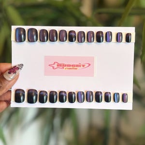 Cat Eye Nails| Extra Short Press on Nails|Cheap Press on Nails| Short Press on Nails|20 piece press on nails|Ready to Ship nails|Black Nails
