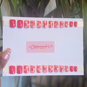 Flower Nails| Extra Short Press on Nails|Date Night| Cheap Press on Nails| Short Press on Nails|20 piece press on nails|Ready to Ship nails|