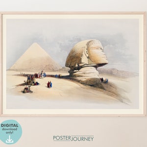 The Great Sphinx and Pyramids of Giza Egypt | Ancient Egypt | Vintage Illustration | Printable Wall Art | Vintage Poster | DIGITAL Download