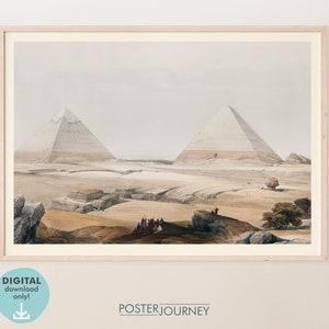 Pyramids and the Great Sphinx of Giza Egypt | Ancient Egypt | Vintage Illustration | Printable Wall Art | Vintage Poster | DIGITAL Download