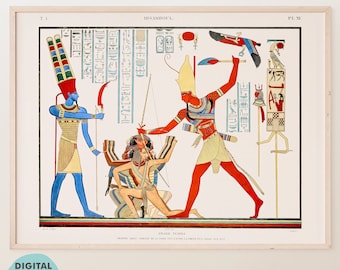 Painting from the Grand Temple | Hieroglyph | Ancient Egypt | Vintage Illustration | Printable Wall Art | Vintage Poster | DIGITAL Download
