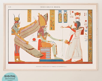 Painting from tomb of Ramses IV | Hieroglyph | Ancient Egypt | Vintage Illustration | Printable Wall Art | Vintage Poster | DIGITAL Download