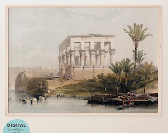 Philae Temple Egypt | Ancient Egypt | Egypt Art Print | Vintage Illustration | Printable Wall Art | Vintage Poster | DIGITAL Download