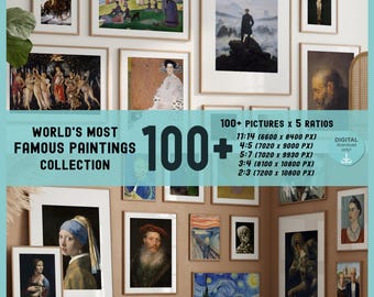 World's Most Famous 100 Paintings, Famous Artists Vintage Gallery Wall Art, Set of 100+ Prints Bundle, Printable Wall Art, DIGITAL Download