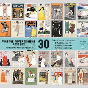 Eclectic Gallery Wall Art, Vintage Posters, Set of 30 Prints Bundle, Art Noveau Wall Decor, Maximalist Decor, Printable DIGITAL Download