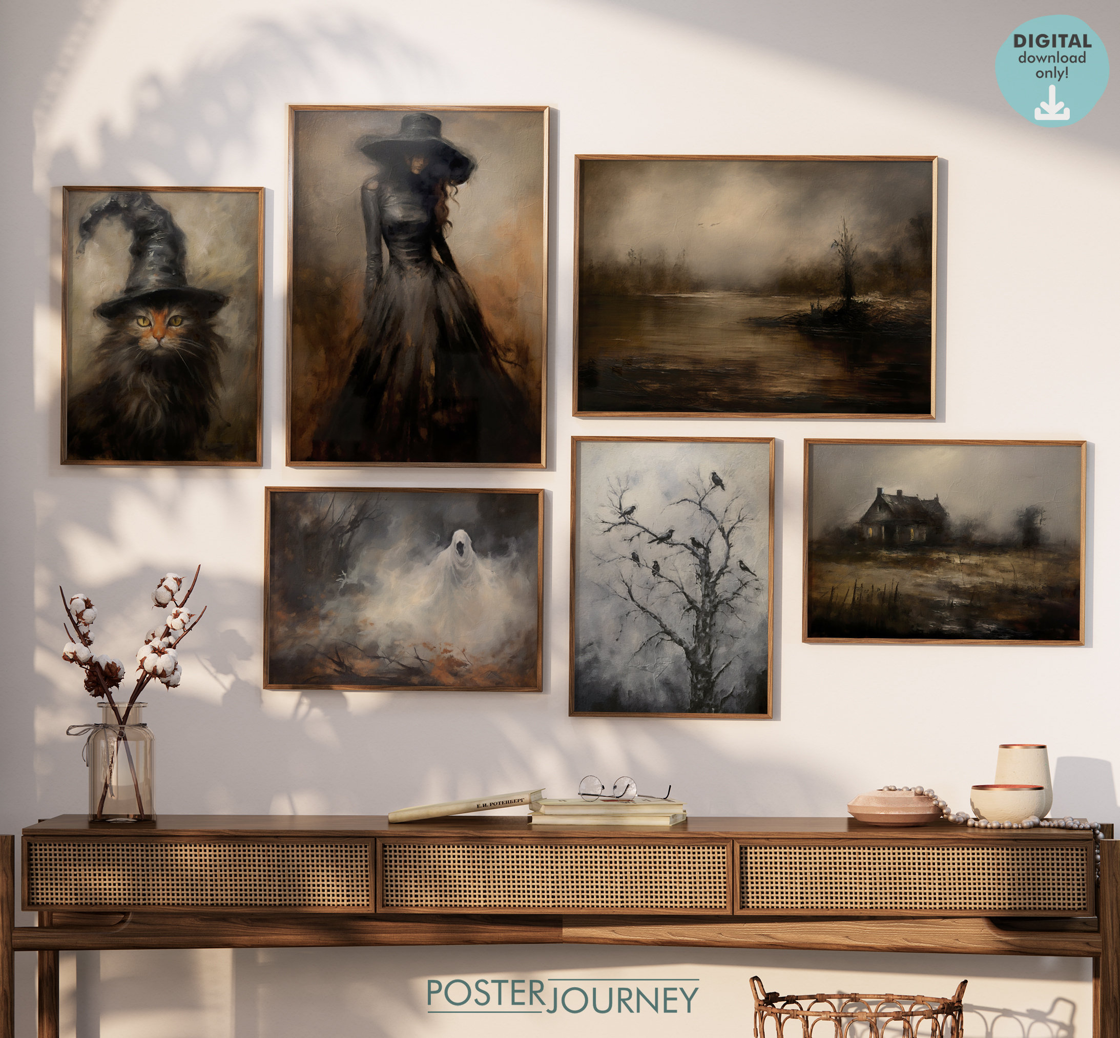 Halloween Gallery Wall Art Bundle, Spooky Dark Academia Aesthetic ...