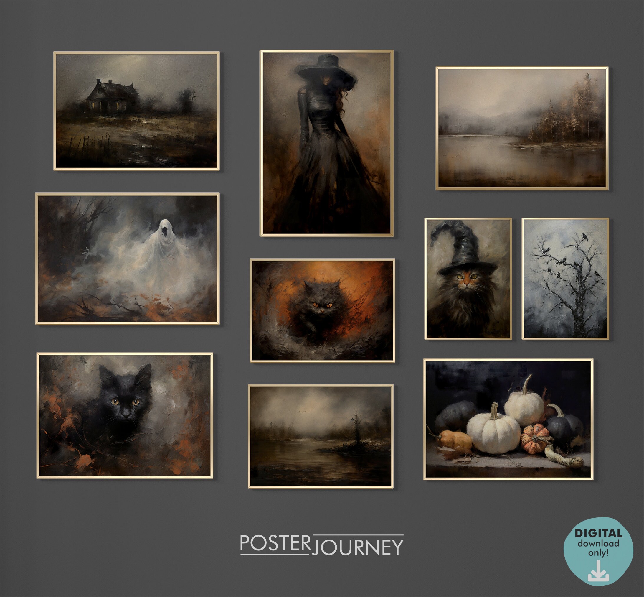 Halloween Gallery Wall Art Bundle Spooky Dark Academia - Etsy
