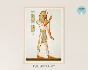 Illustration Portrait of Egyptian Pharaoh Ramses III, Ancient Egypt Print, Antique Printable Wall Art, Vintage Poster, DIGITAL Download
