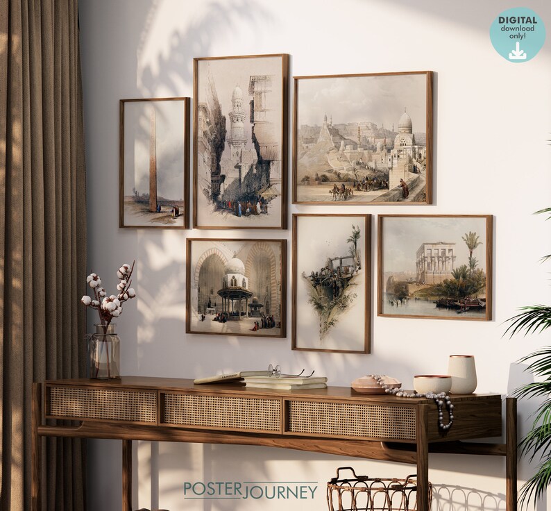 Ancient Egypt Landmarks Poster Bundle, Gallery Wall Set of 6 Prints ...