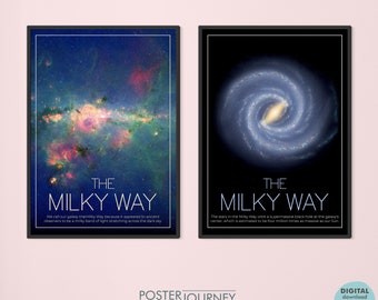 Die Milchstraße Galaxie Poster Set mit 2 Drucken, Astronomie Galerie Wand Bundle, moderne druckbare Wand Kunst-Dekor, DIGITAL Download