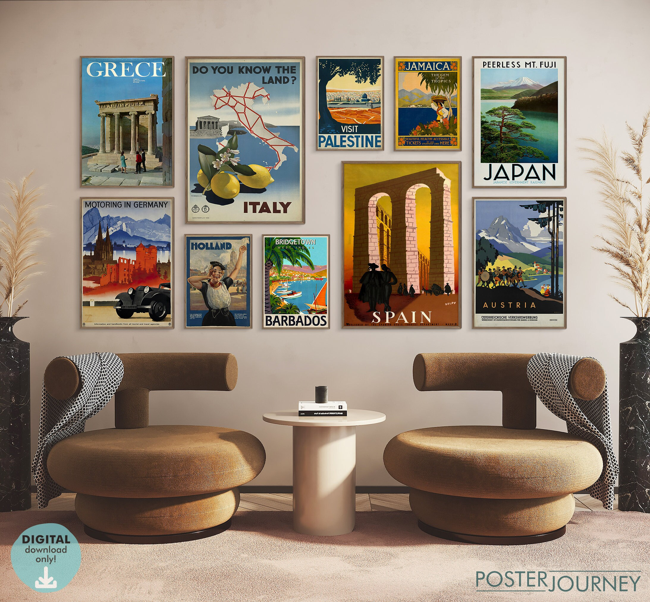 Buy Retro Travel Posters City Poster Set Country Wall Art Online