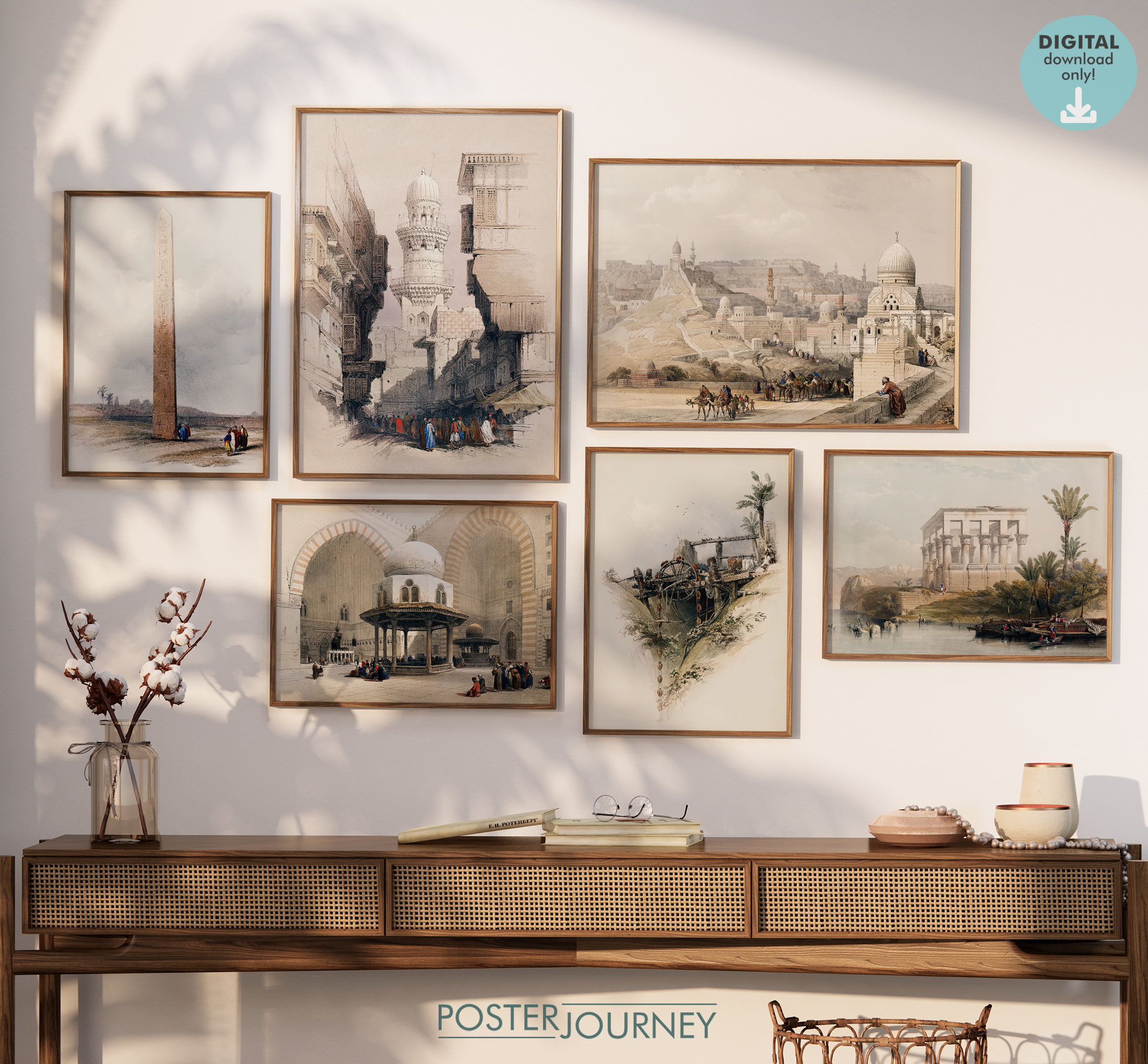 Ancient Egypt Landmarks Poster Bundle, Gallery Wall Set of 6 Prints ...