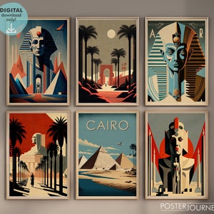 Egypt Art Deco Print Wall Art Bundle, Set of 6 Prints, Ancient Egyptian ...