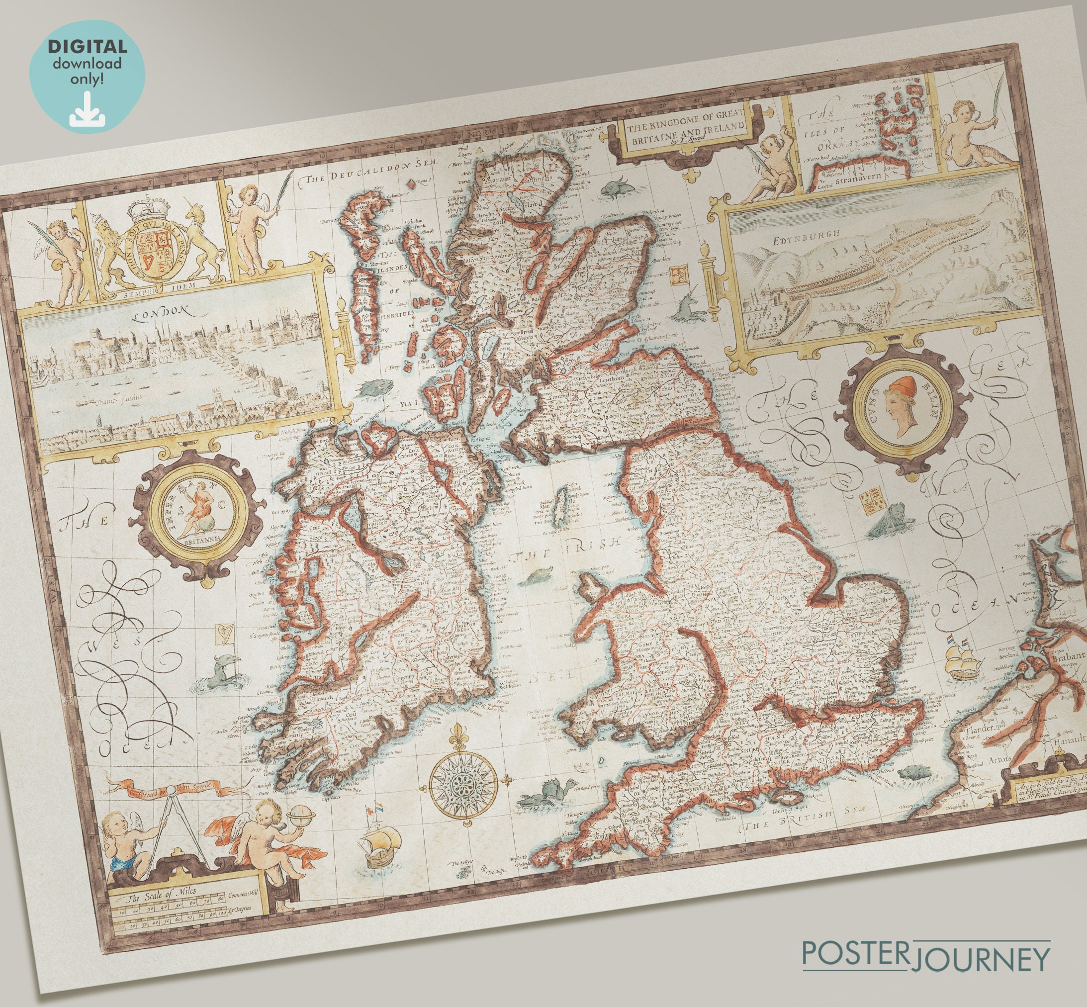 Old Antique Map of the British Isles | Retro Vintage UK Ireland Map ...