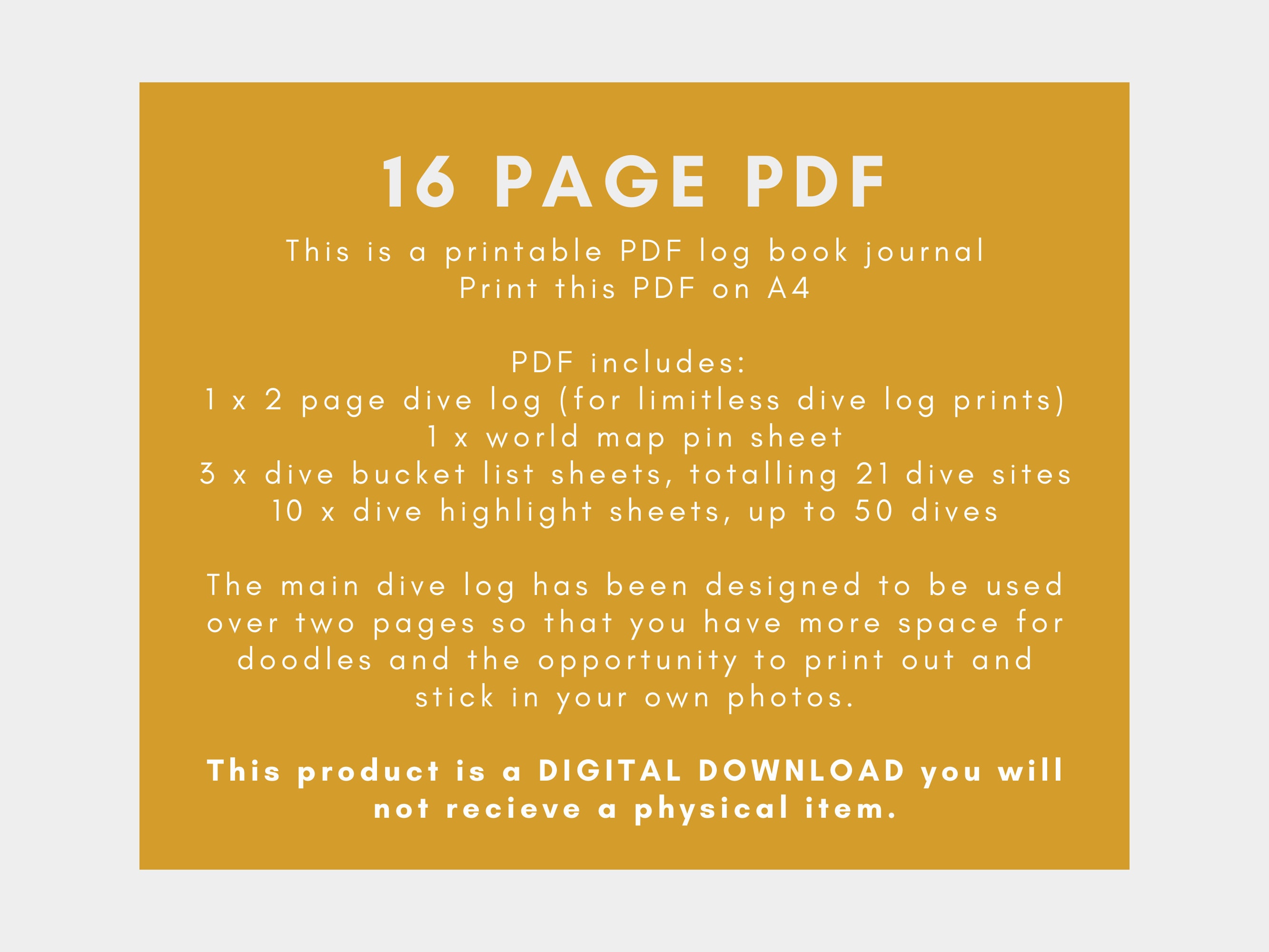 Printable Scuba Dive Log Book Journal Digital Download Diving Log Print at Home Dive Log Book