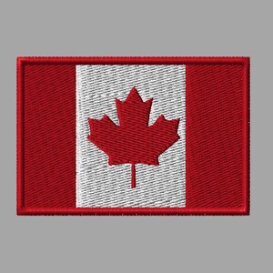 Canada Flag Embroidery Patch: 3 & 5 Inch (DST PES JEF Files) (Digital Download