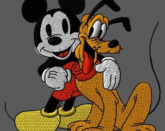 Mickey and Pluto Embroidery Design: Classic Cartoon (DST PES JEF)