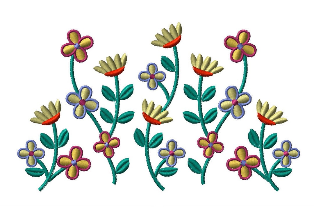 Chest Yoke Flowers Digitized Embroidery Design in Dst Pes Dsb Jef Sew