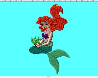 PRINCESS ARIEL Little Mermaid  [ 2 SIZES ] Digitized Embroidery Design in dst pes dsb sew jef xxx vp3 Machine File Format