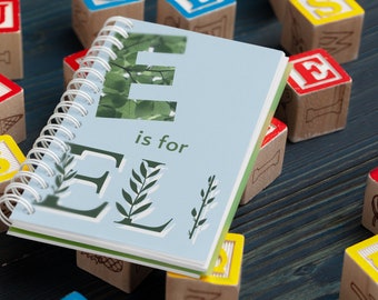 Personalized Baby Shower Keepsake ABC Card book kit- 8.5&quot; x 11&quot; - crayons, pens, & ribbon included