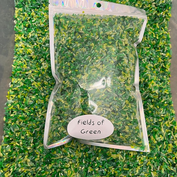 3 cups of Sensory Rice- Enviroment Play- Fields of Green