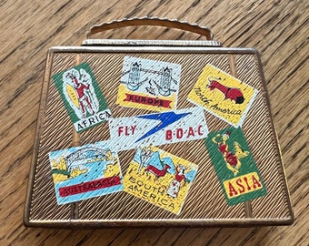Vintage 1950s BOAC Suitcase Travel Compact by Mascot Rare Airlines