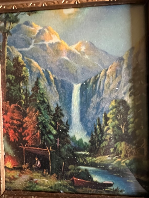 Vintage Landscapes 1950s Set of 2 Framed Art Made by Reliance