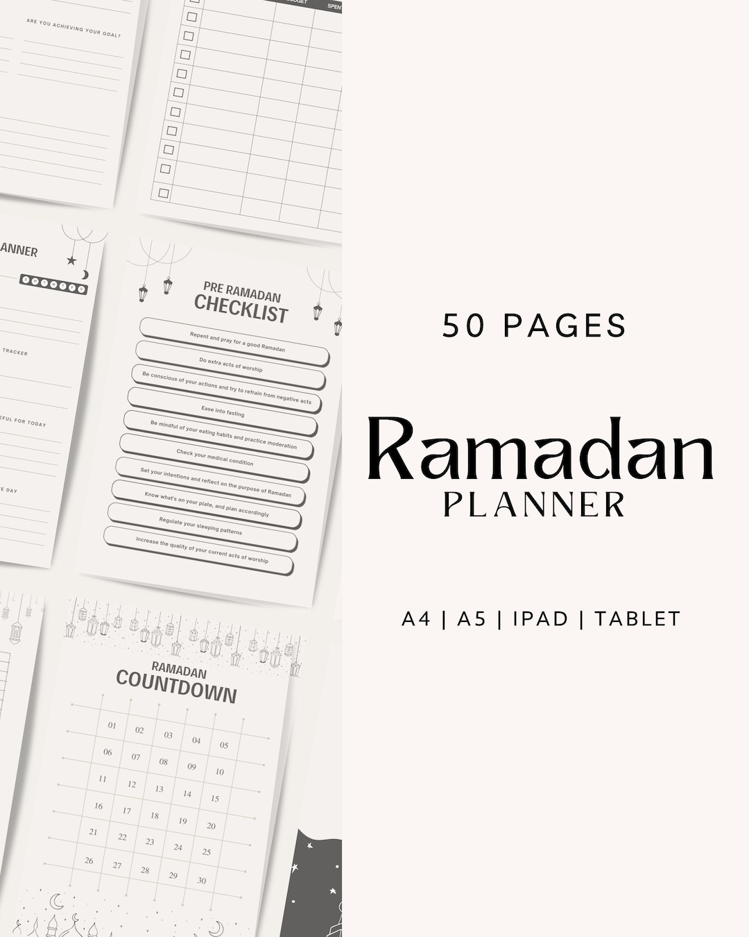 Ramadan Planner Printable Planner Bundle Ramadan Checklist Etsy