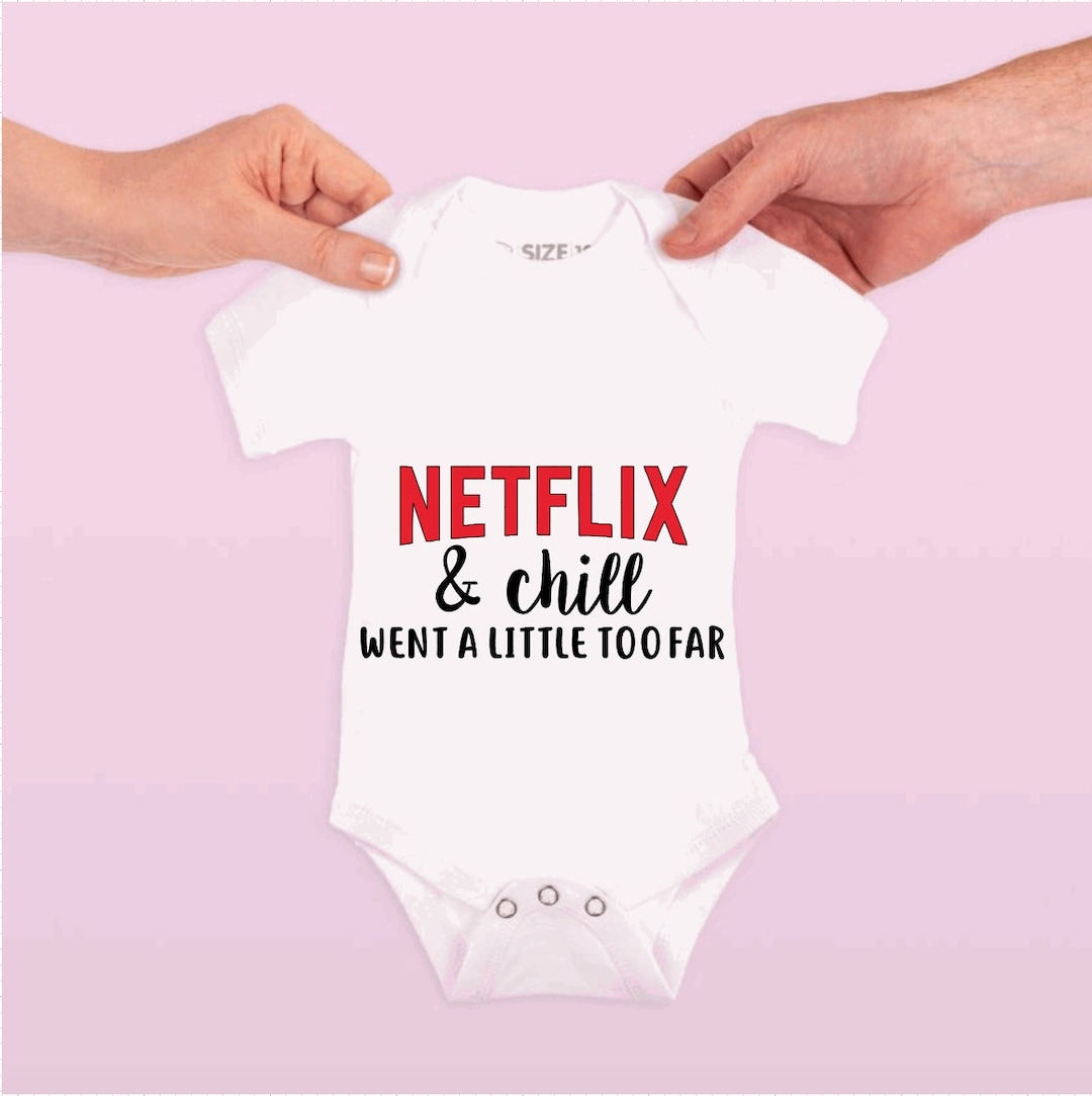 Funny Pregnancy Announcement Onesie Netflix and Chill Onesie Etsy