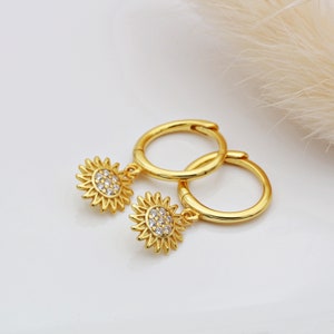 18ct Gold Vermeil Sun Huggie Hoop Earrings