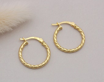 18ct Gold Vermeil or Sterling Silver Twist Hoop Earrings