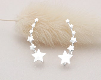 Sterling Silver Star Climber Earrings