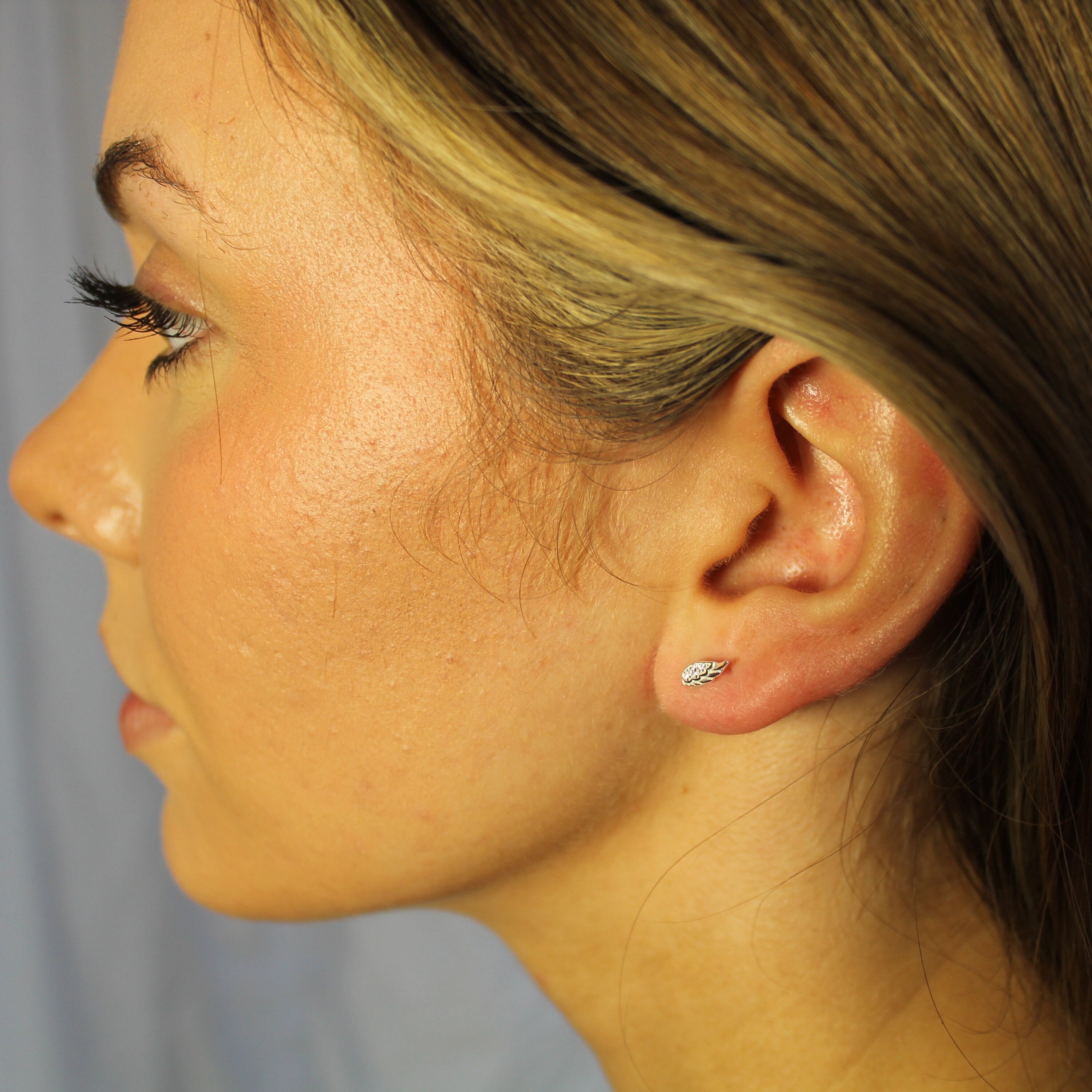 Sterling Silver and Cubic Zirconia Angel Wing Stud Earrings
