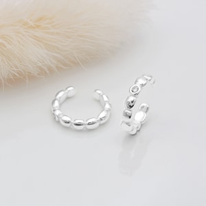 Sterling Silver or 18ct Gold Vermeil and Cubic Zirconia Beaded Ear Cuffs