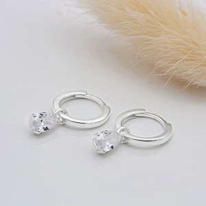 Sterling Silver or 18ct Gold Vermeil and Cubic Zirconia Huggie Hoop Earrings
